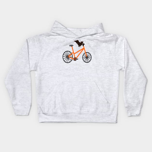 Bat On A Bicycle Kids Hoodie by CatGirl101